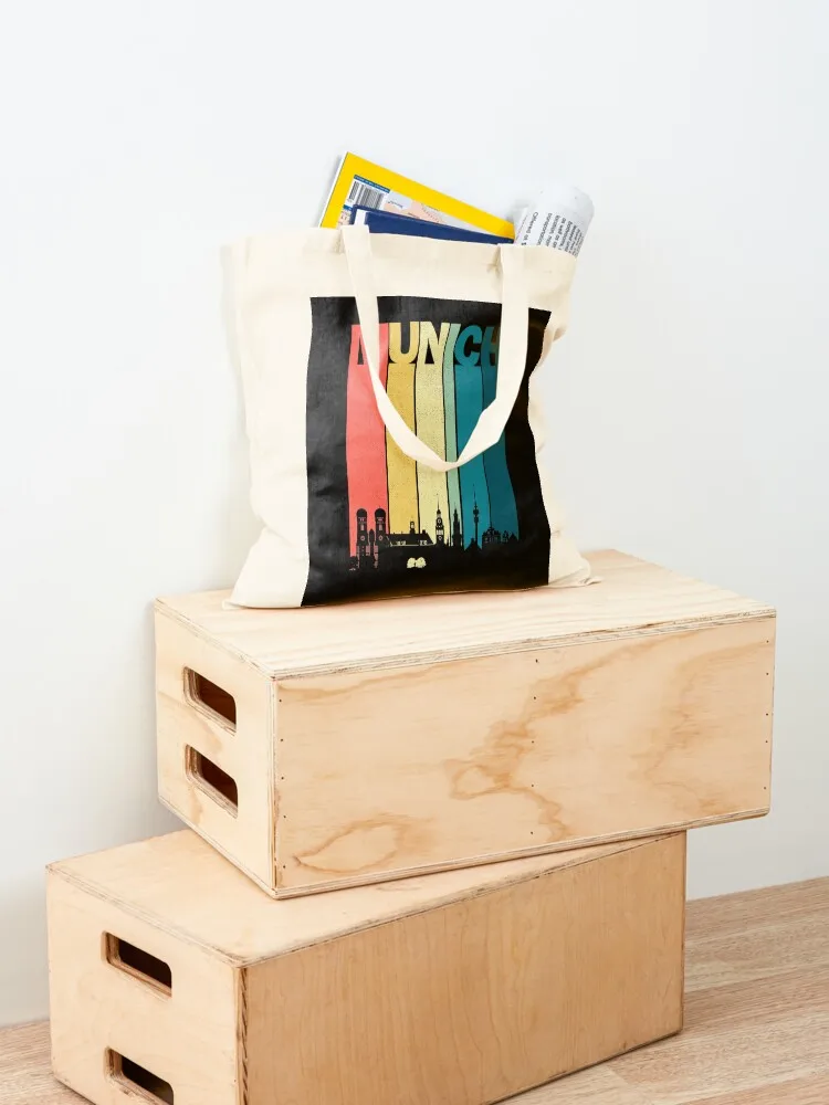 م؟ ?nchen قميص خمر ميونيخ تي شيرت حمل حقيبة حمل حقيبة قماش حقيبة كبيرة حقائب كبيرة للنساء النسيج