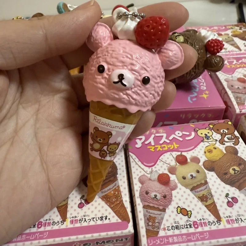 Anime Fiugre Rilakkuma Capsula Giocattolo Gelato Orso Catena di Perline Carino Kawaii Borsa Bambola Giocattolo Decoratoion Ciondolo Regali per Bambini
