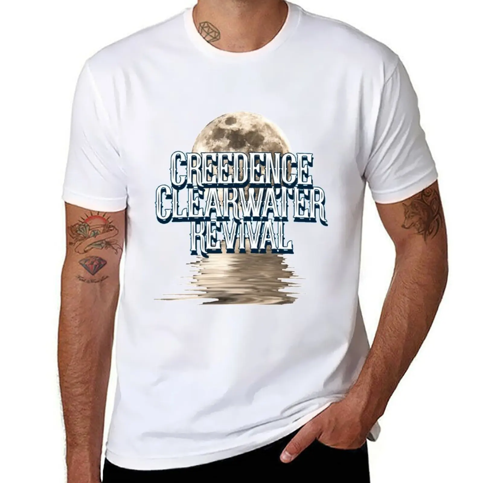 

Creedence Clearwater Revival Full Moon Reflection T-Shirt man t shirt cotton high quality t shirts for man pack white T-Shirt