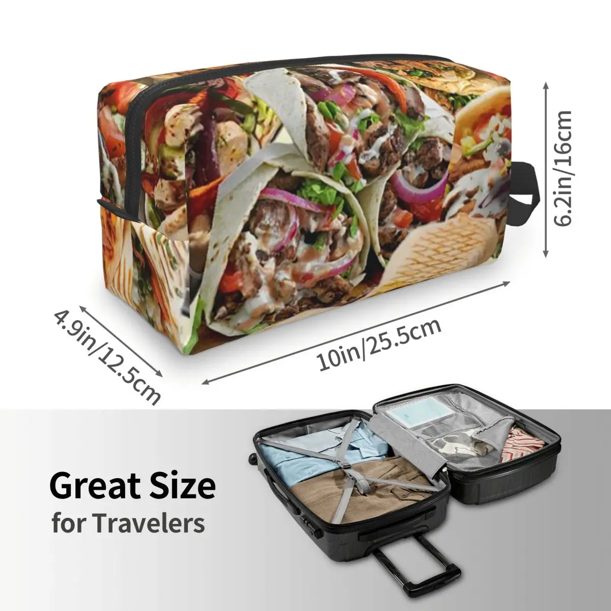 Kebab Fresh Ingredients Makeup Bag Cosmetic Organizer Storage Dopp Kit Toiletry Cosmetic Bag for Women Beauty Travel Pencil Case