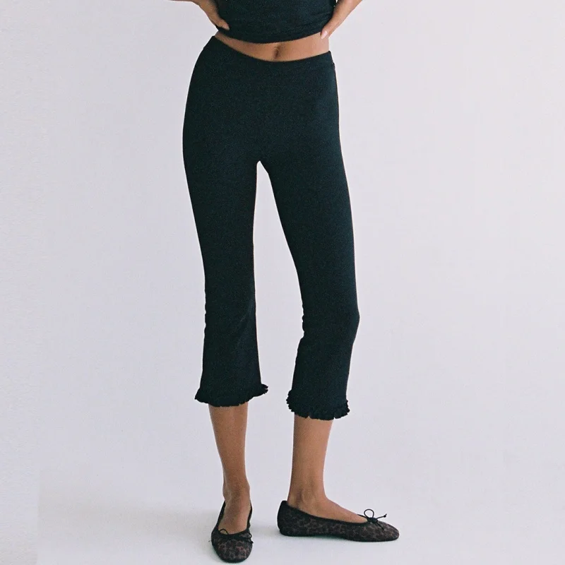 Women Y2k Knee Length Cropped Leggings Low Rise Elastic Waist Capri Pants 00s Summer Dot Print Crop Tights Bottoms Streetwear