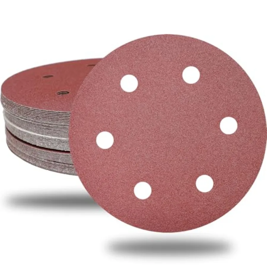 

30 PCS 9 Inch 6 Hole Drywall Sanding Discs Set- 80 100 120 180 240 400 Grits, 9" Sandpaper Discs with Hook and Loop Backing, Fa