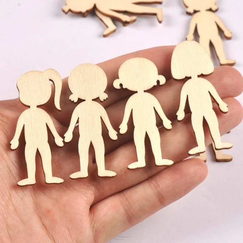 20pcs 20x49mm Boy and Girl Pattern Natural Wooden Chips Scrapbooking Carft for Home Decoration Diy Embellishments cp3417