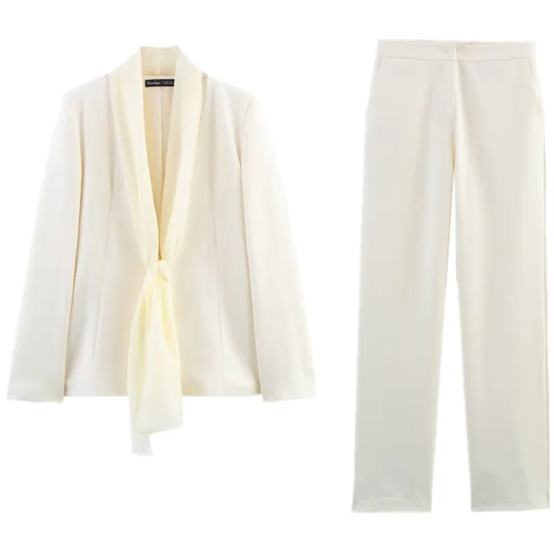 

Весна 2024, женский универсальный тонкий шарф, брюки с высокой талией, костюм с лацканами Jaet, модный ансамбль, легкий аксессуар