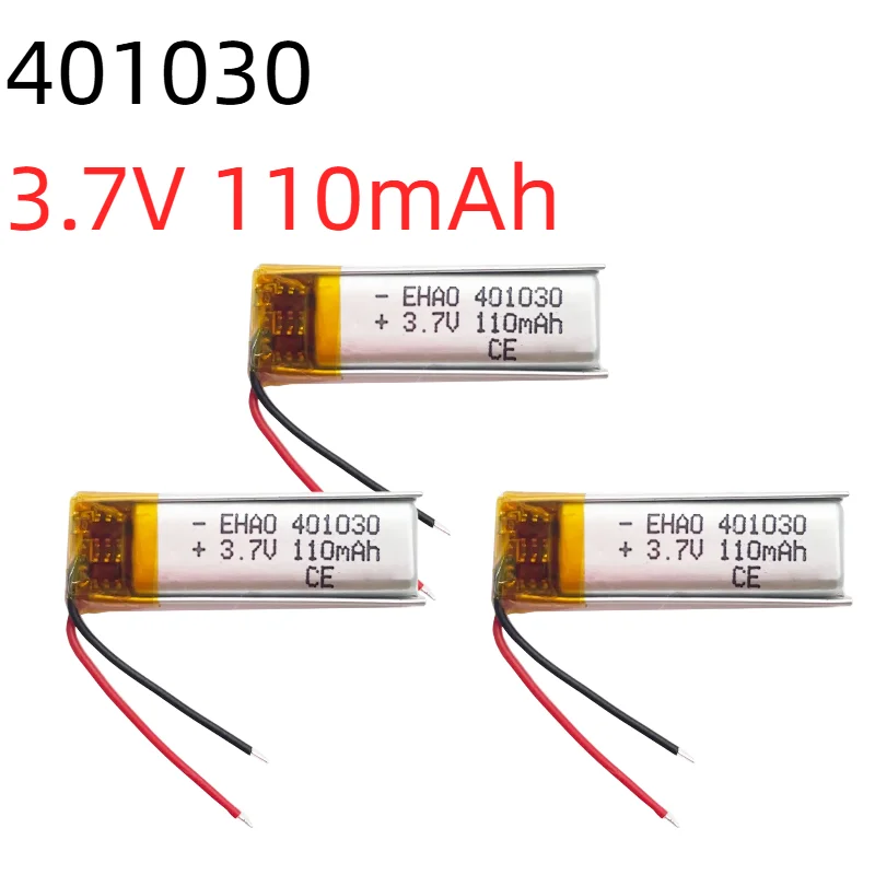 

401030 3.7V 110mAh Lithium Polymer Battery for Bluetooth Earphone Headset Video Recording Pen MP4 Lipo Rechargeable Battery
