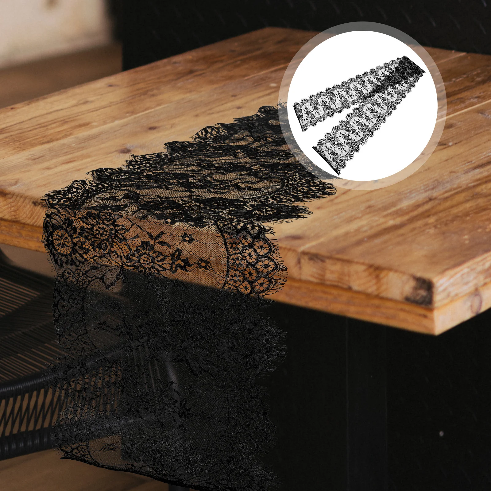 

Black Lace Table Runner Cotton Material Washable Reusable Stylish Home Kitchen Table Decoration Festive Atmosphere Elegant