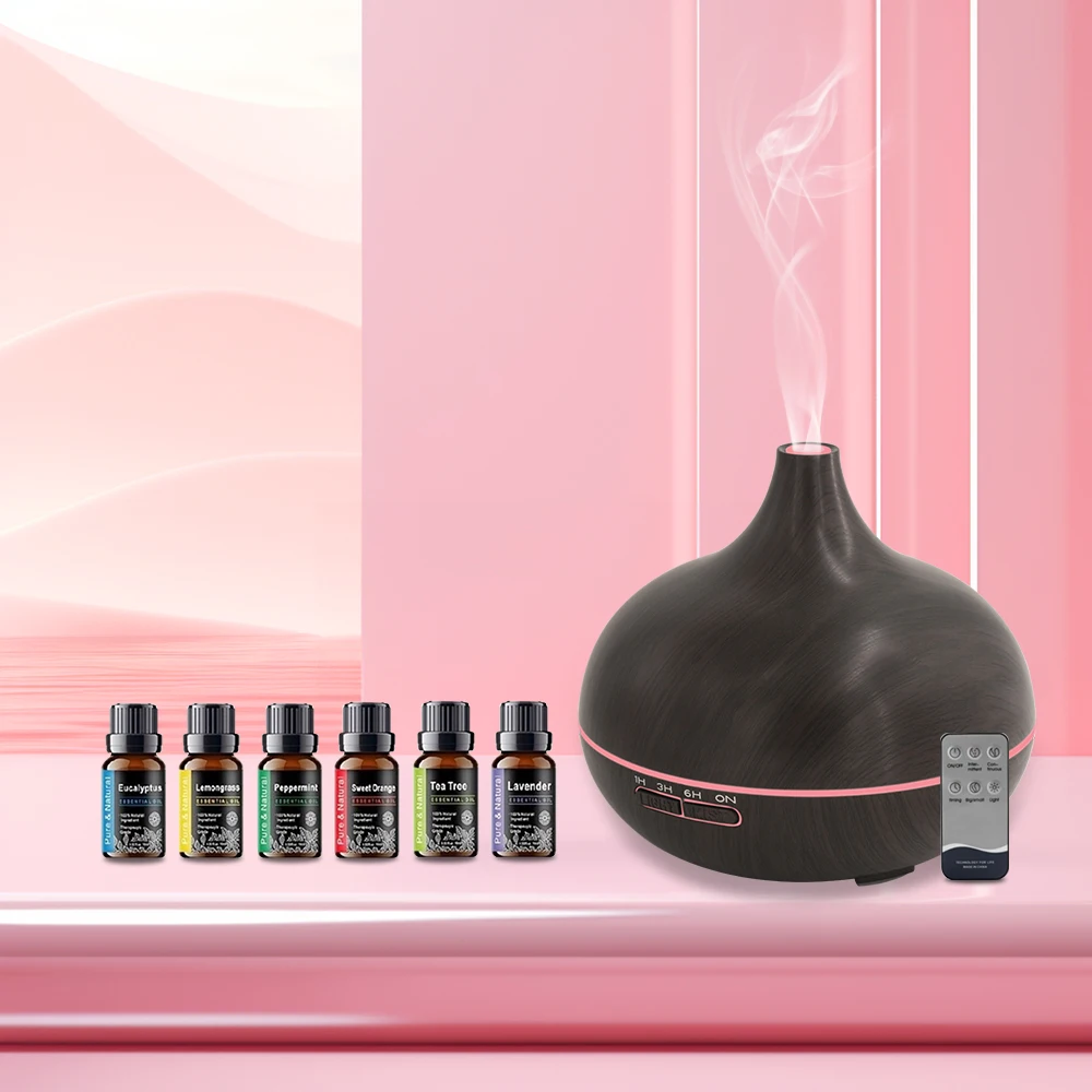 

For Home Essential Oil Aroma Oil Diffuser 550ml Ultrasonic Mist Soothing 7 Color LED Lights for Stress Relief Better Sleep