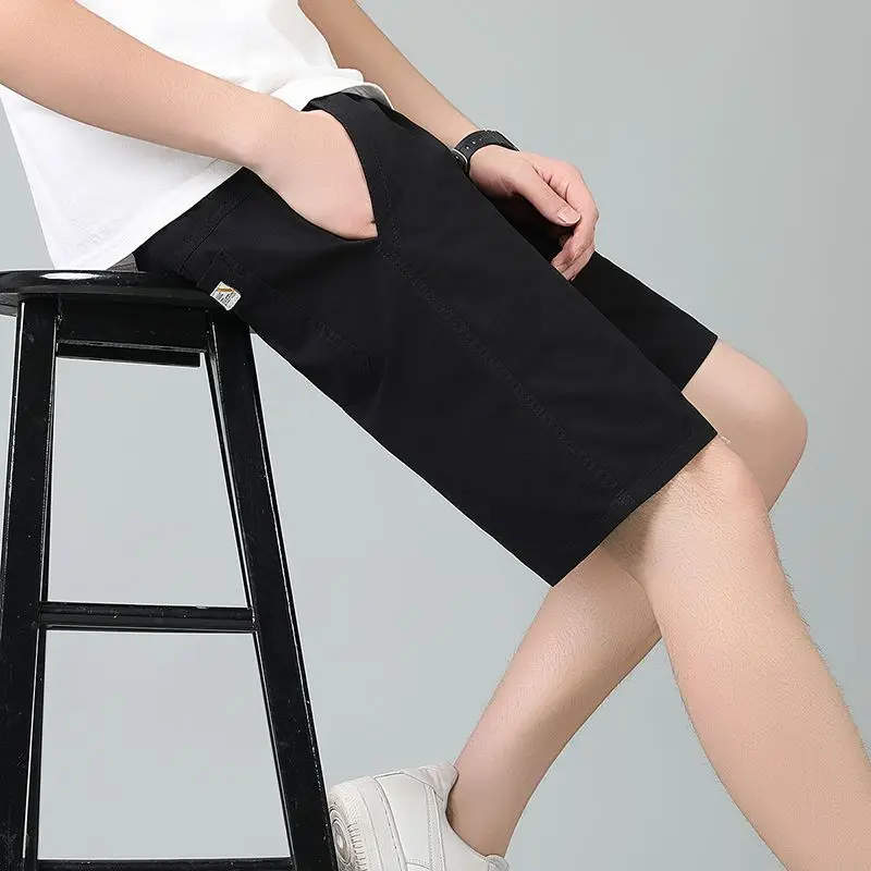 

GELITAYIN мужские хлопковые шорты с карманами, черные свободные мужские шорты, горячие предложения, модные новые брюки 2025, бесплатная доставка Essenti