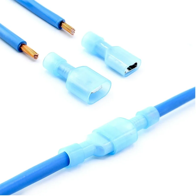 

100pcs 16-14 AWG Nylon Female Spade Connectors Quick Disconnect Wire Terminals Insulated Wire Crimp Connectors Blue