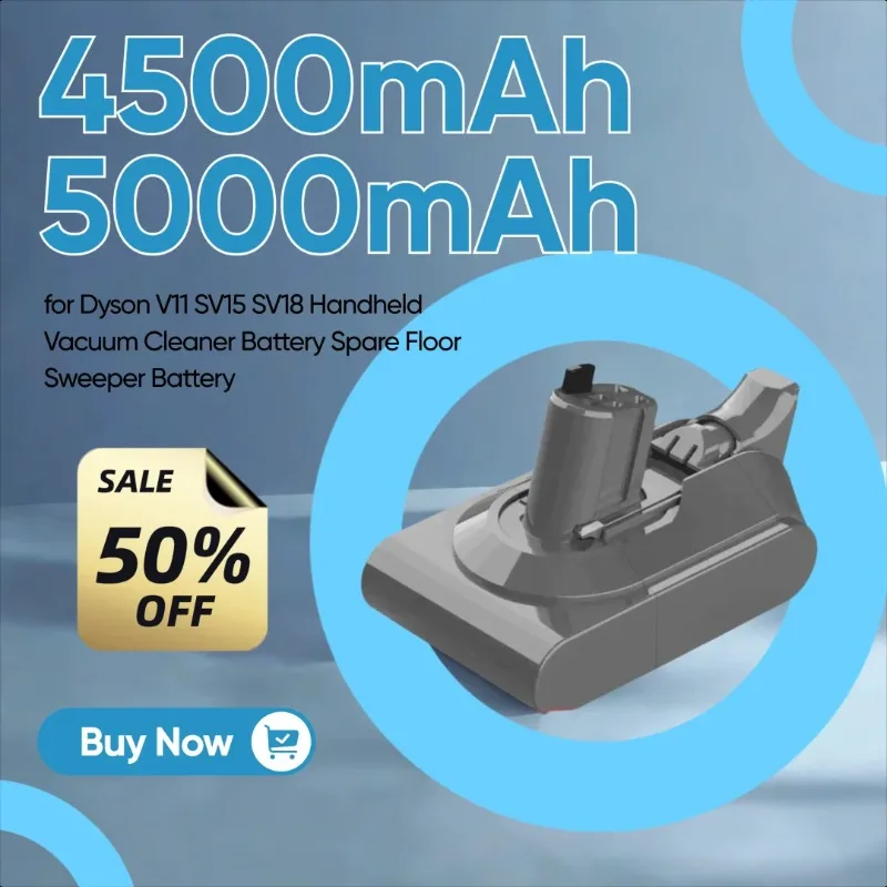 

4500mAh 5000mAh Rechargeable battery for Dyson V11 SV15 SV18 Handheld Vacuum Cleaner Battery Spare Floor Sweeper Battery