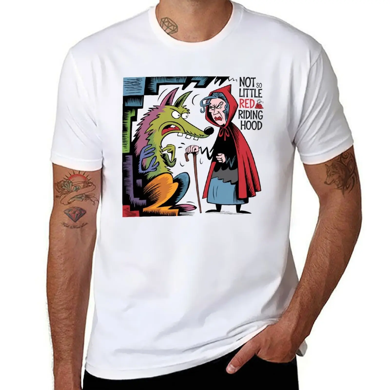 

Funny Not so Little Red Hooded Granny Fairy Tale Satire T-Shirt t shirts for man pack cotton funny t shirts cotton T-Shirt
