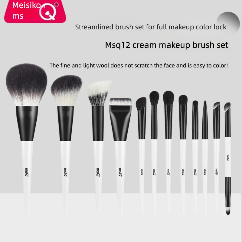 Conjunto Completo de 12 Pincéis de Maquiagem Msq/meisikou: Creme, Base, Blush, Corretivo e Sombra - Pincéis de Cabelo Animal