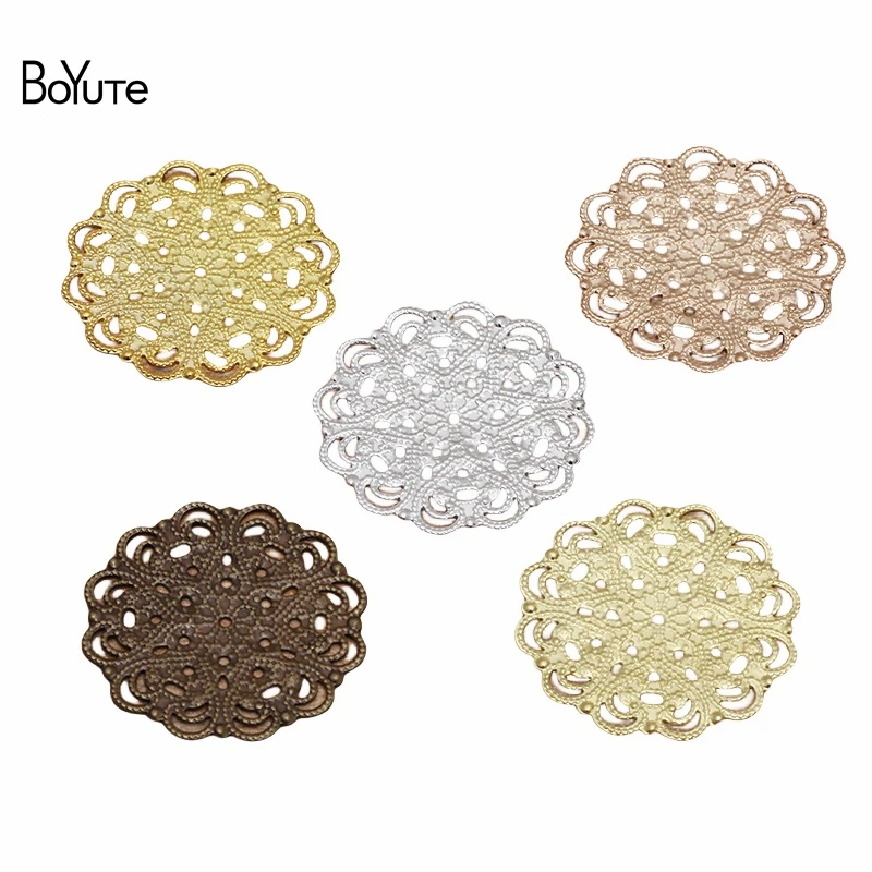 

BoYuTe (50 Pieces/Lot) 30MM Metal Brass Flower Filigree Findings Diy Hand Made Jewelry Materials Wholesale