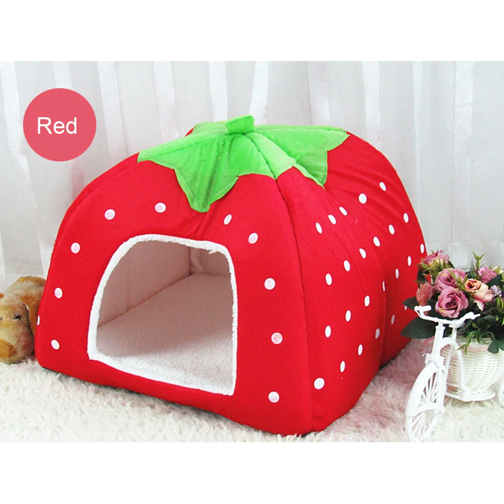 

Pet Bed Big Dog Tent Cat Furniture Pop up Indoor Outdoor Teepee Strawberry Nest