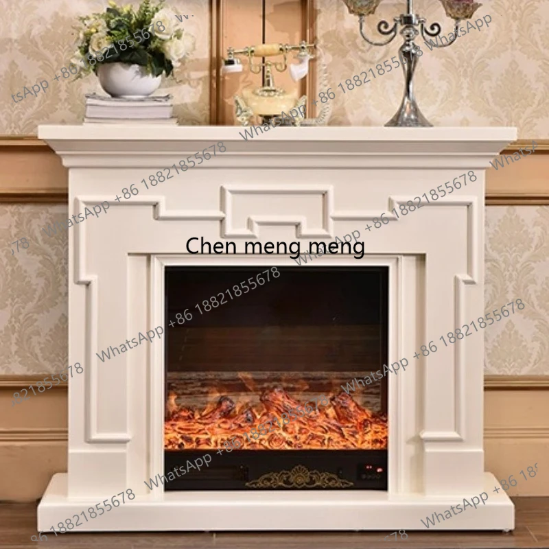 

High-end Carved Living Room Cabinets Simple Built-in Freestanding Real Fire Fireplace French Decorative Furniture Armoire
