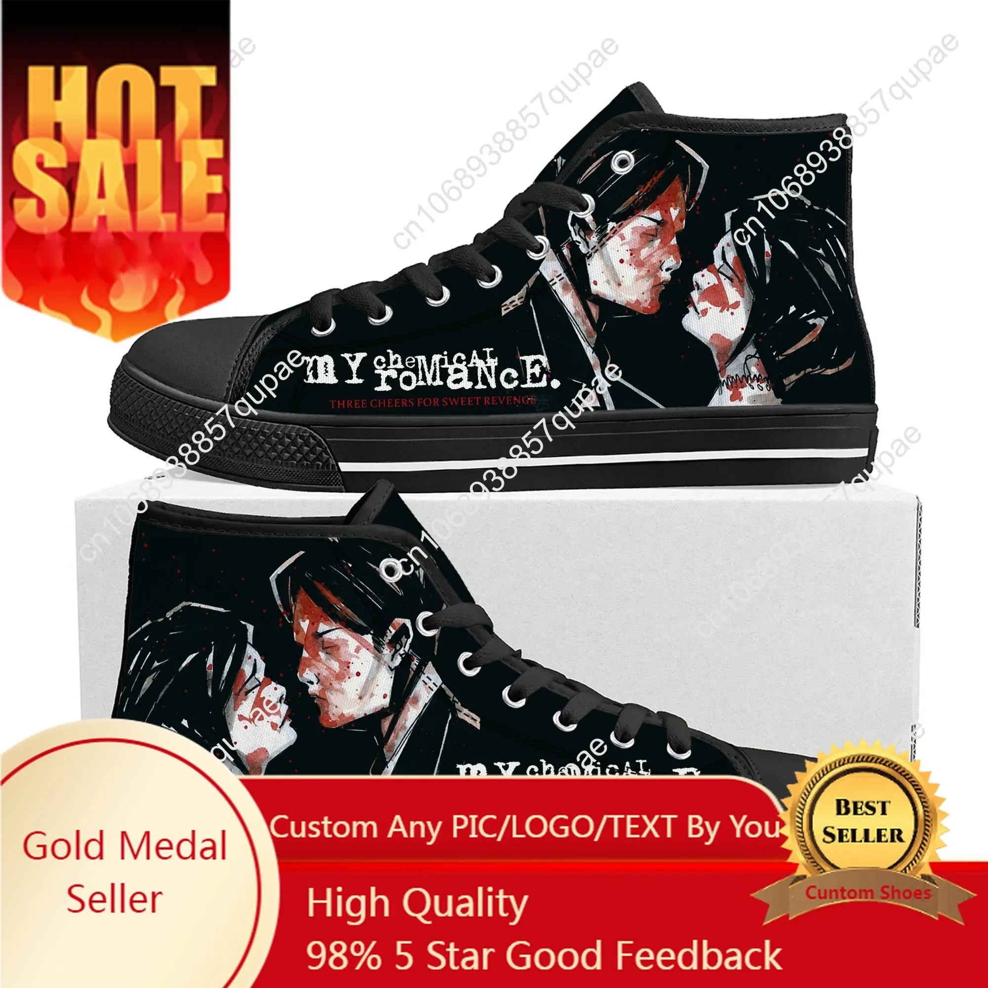 My Chemical Romance Rock Band High Top High Quality Sneakers Mens Womens Teenager Canvas Sneaker Casual Couple Shoes Custom Shoe