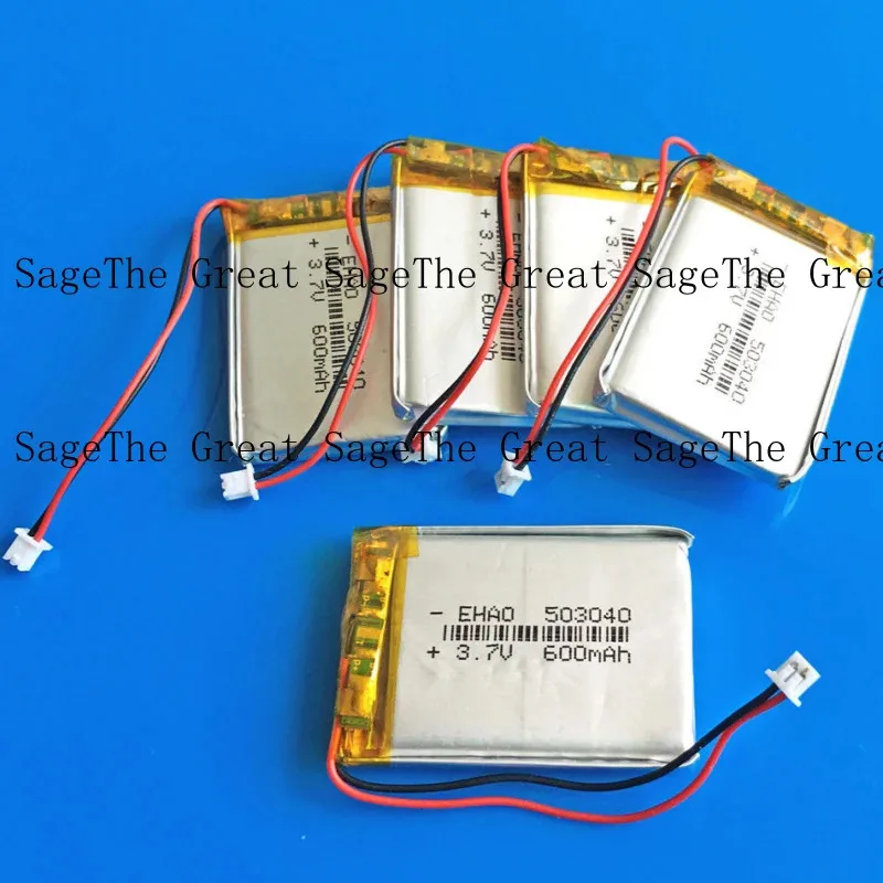 

5 шт. 3,7 В 600 мАч LiPo аккумуляторная батарея 503040 для разъема JST 2P 1,25 мм