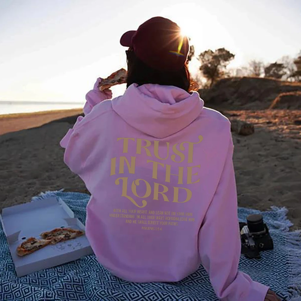 Aesthetic Christian Sweatshirt Bible Verse Hoodie Women\'s Religious Hoodies Trust in The Lord Pullover Faith Top Christian Gifts