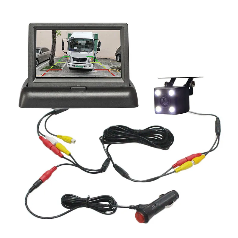 DIYSECUR 4,3-дюймовый TFT ЖК-дисплей резервного автомобильного монитора, автомобильная камера заднего вида, светодиодная цветная камера ночного видения, комплект камеры заднего вида, безопасность