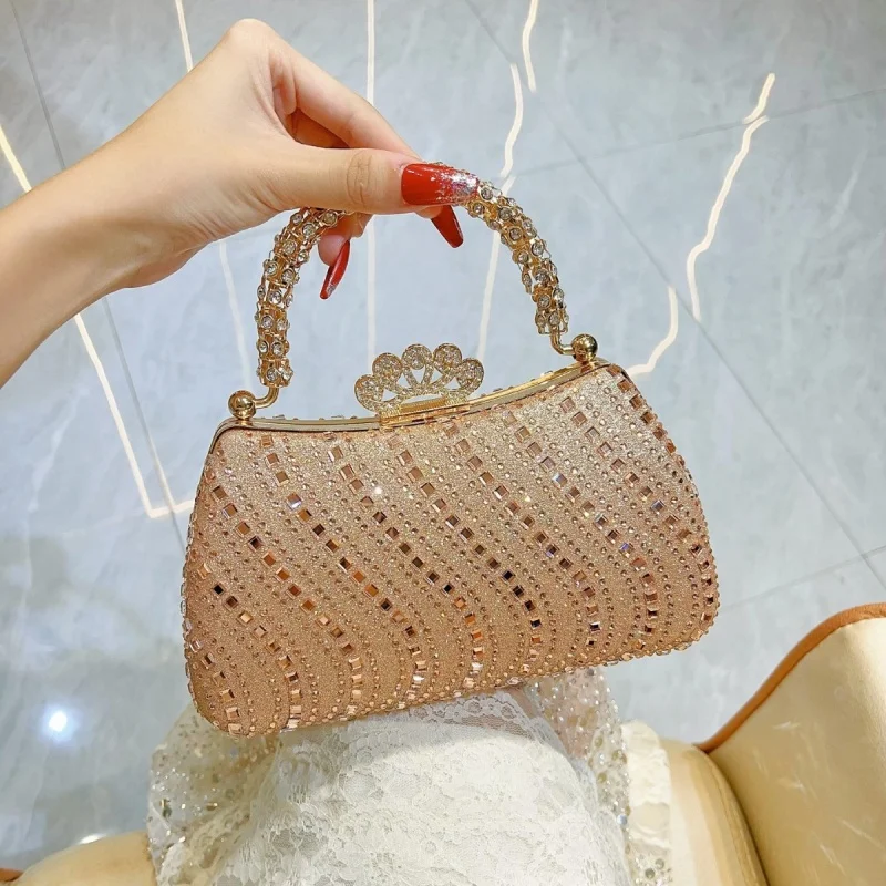 

Fashion handbag, hot stamping diamond banquet bag, evening dress bag, elegant socialite diamond set bag, exquisite women's bag