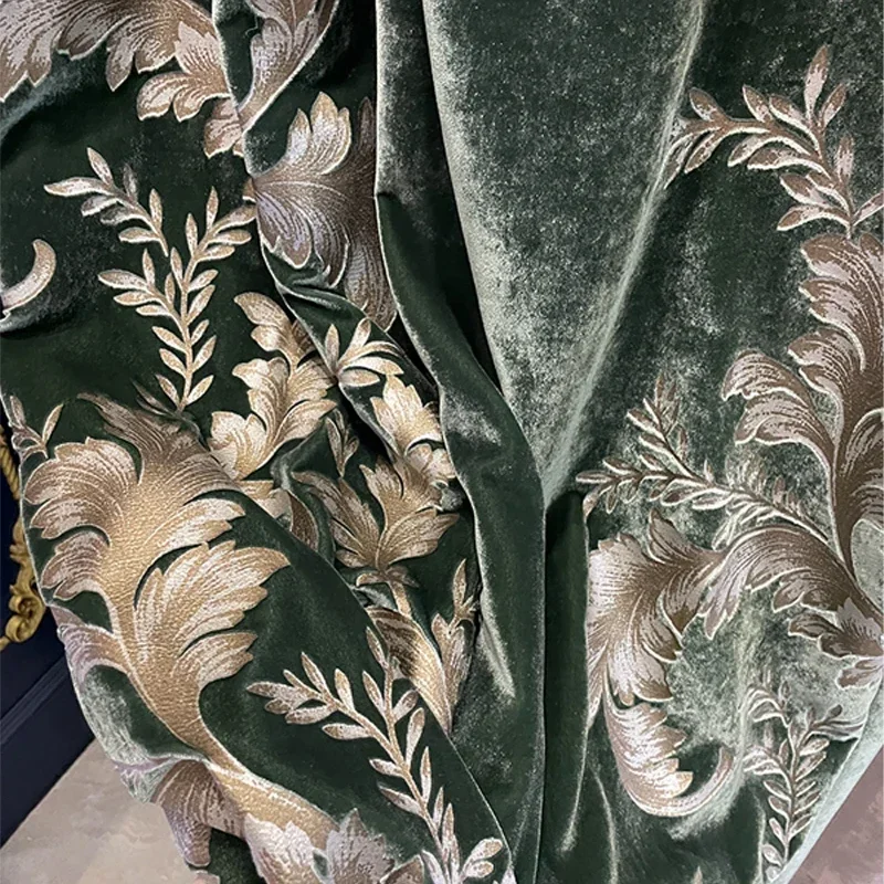 European Embroidered Luxury Velvet Curtains for Living Room Bedroom French Window Villa Customized Room Decoration Blackout