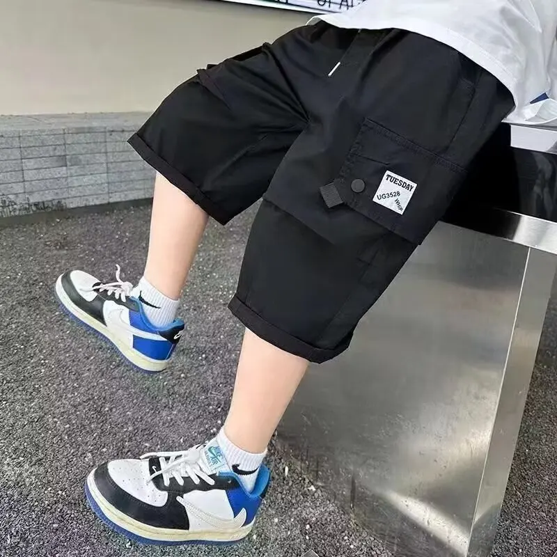 

New Children's Summer Clothing Loose Five Quarter Pants Mid Pants Trend Male Child Labor Clothing Shorts Summer Thin Pants