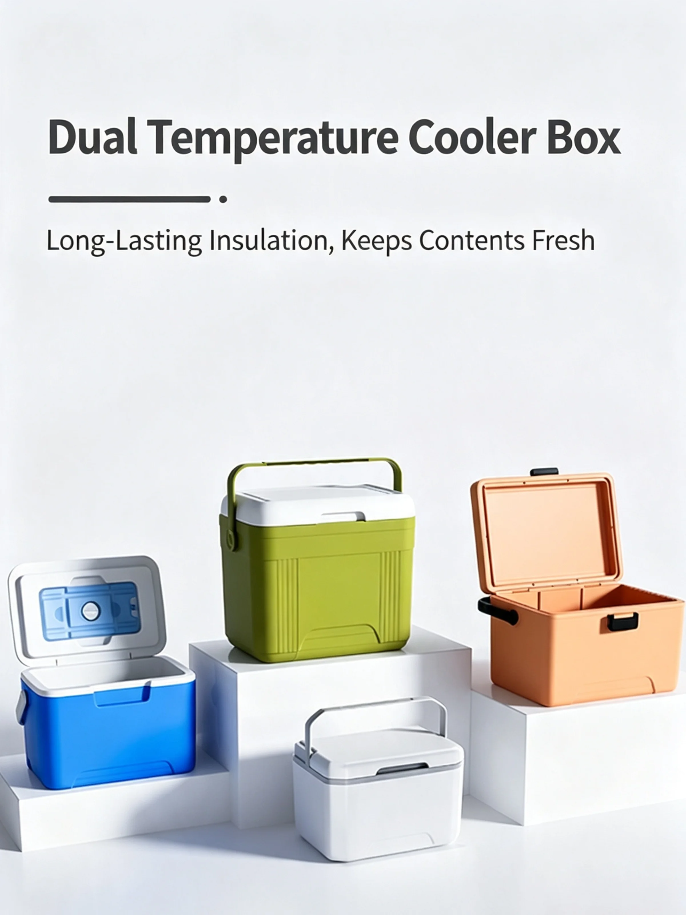 Portable Cooler Box Hot Cold Dual Use Insulated Cooler Food Grade PU Layer Long Lasting Ice Chest For Camping Travel Car Outdoor