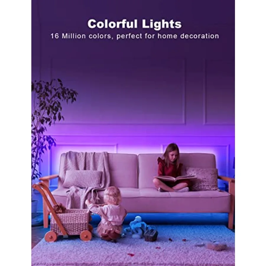 Smart RGB Led Strip Lights, Led Lights for Bedroom with App Control, Multicolor Changing Led Light Strips Apply for Home Decor,