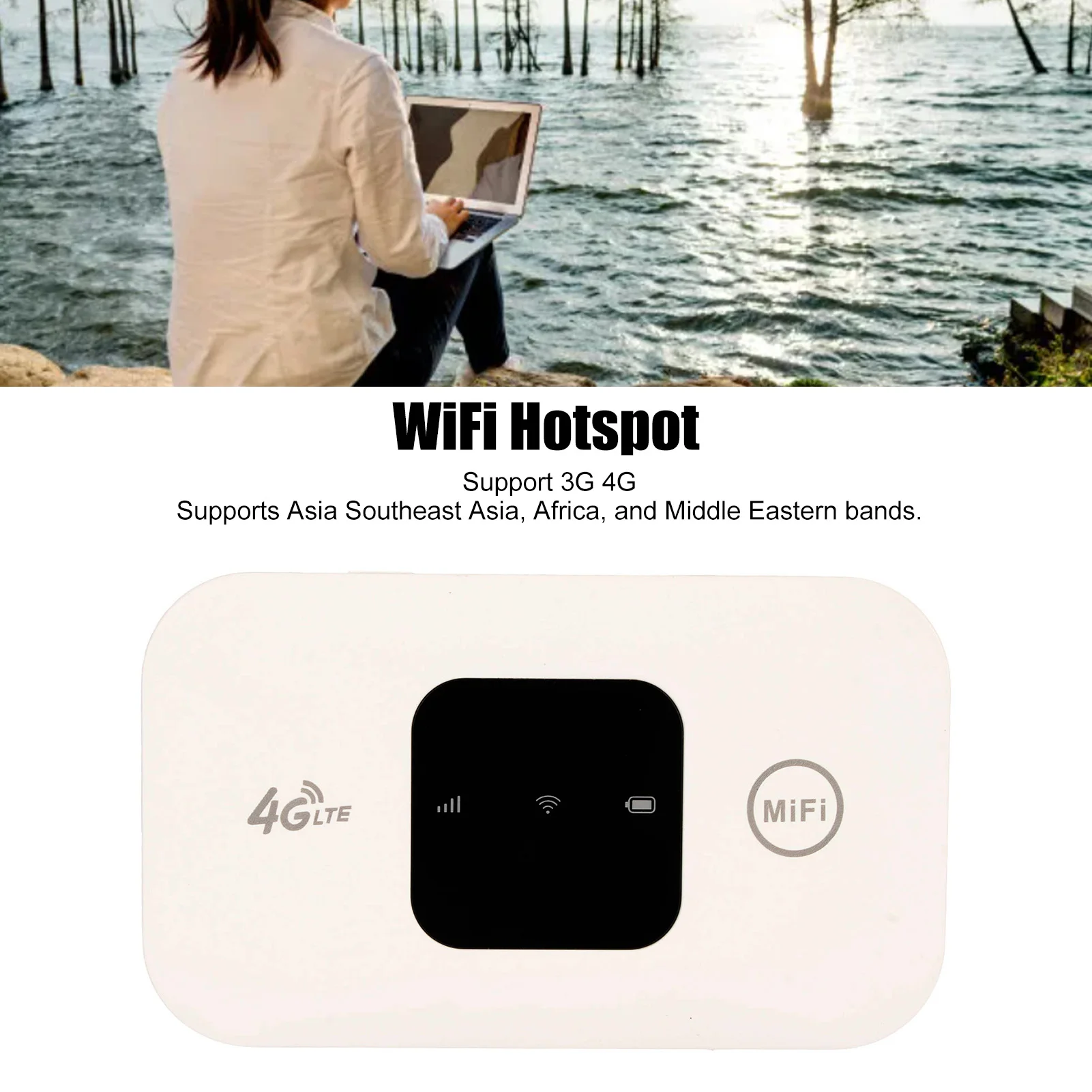 4G LTE Mobile WiFi Hotspot with SIM Card Slot Up To 10 Users Portable Wifi Hotspot for Africa Middle Eastern for Travel