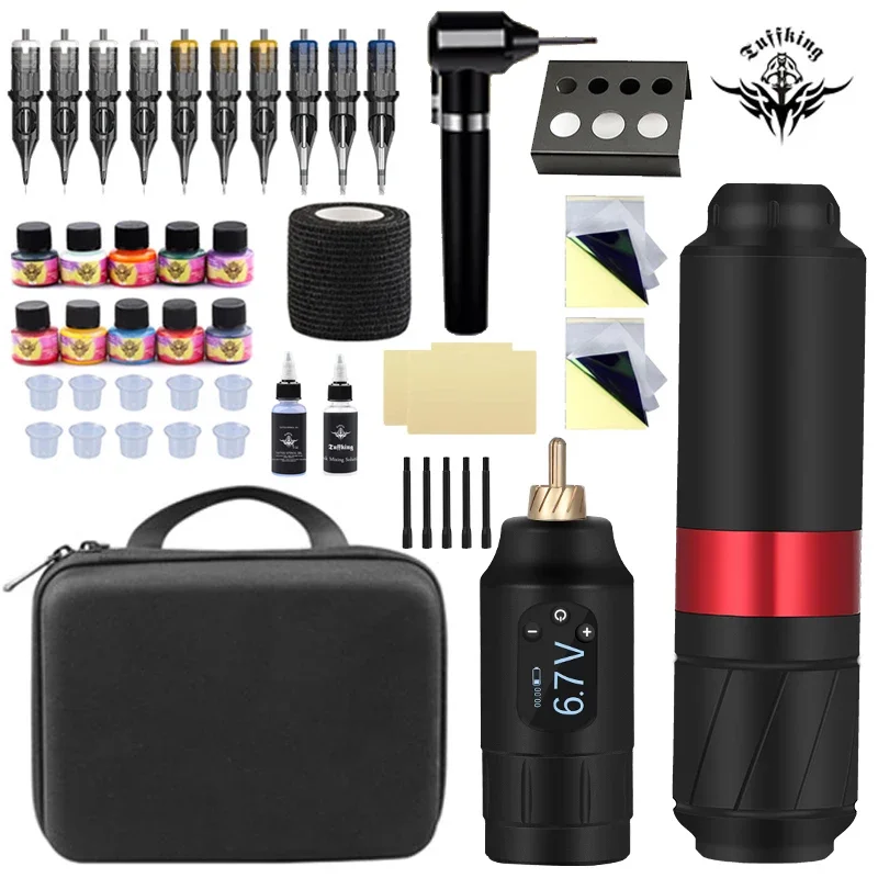 Professional Mini Tattoo Machine Set Wireless Tattoo Power Battery Cartridge Needles Rotary Tattoo Pen Kit Makeup Supply