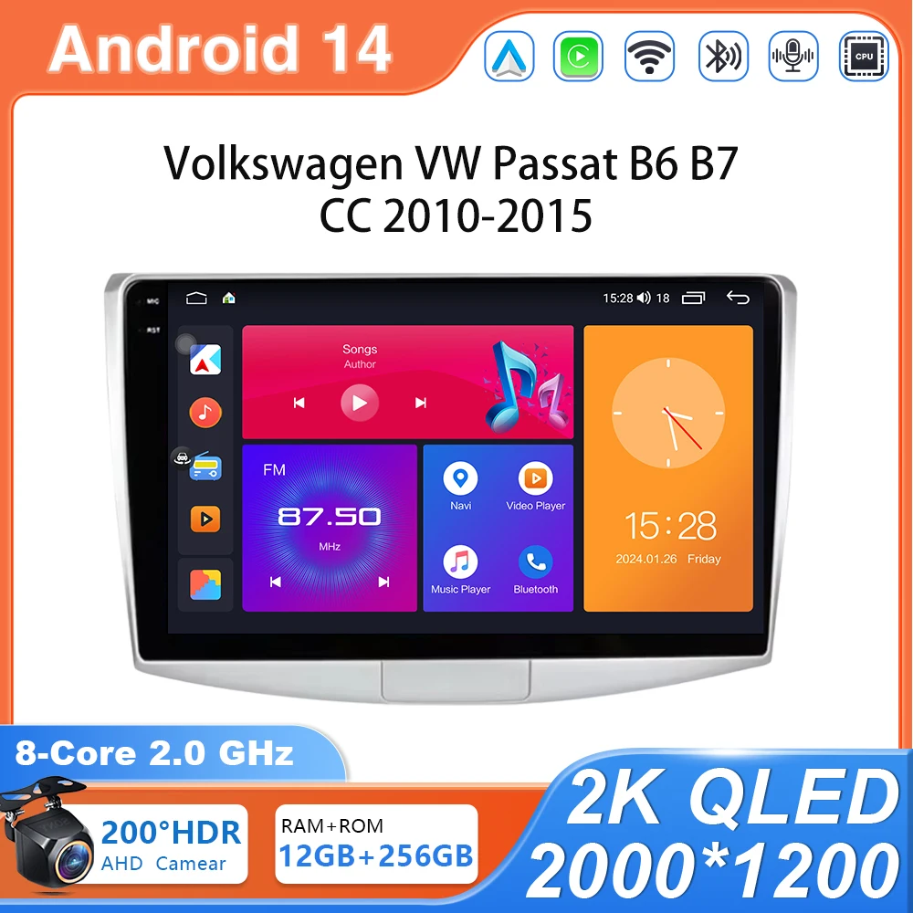 

Android 14 Car Radio For Volkswagen VW Passat B6 B7 CC 2007-2015 Multimedia Video Player GPS 4G 2K 2 din no 2 dinStereo CarPlay