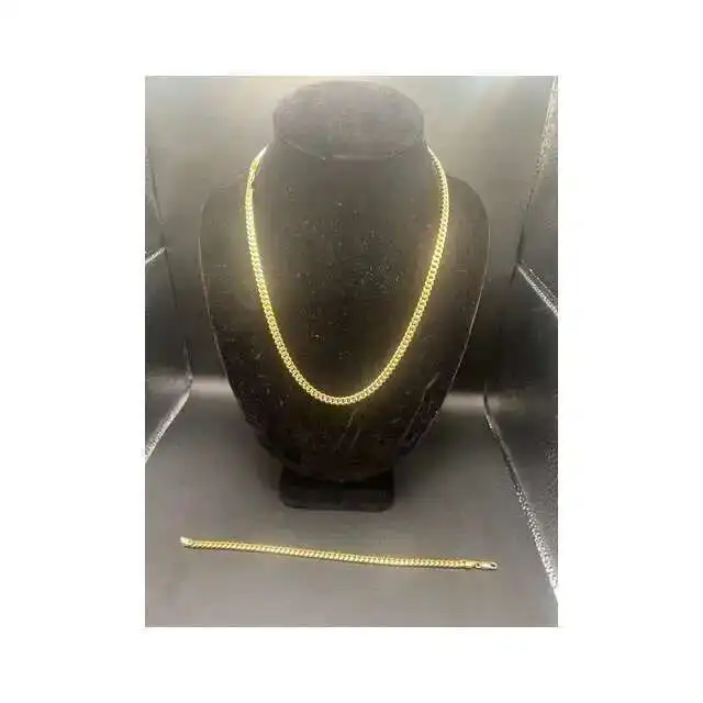 

Handmade Unisex Solid Silver Chain Necklace 5mm Sterling Silver with Gold Plating Perfect Gift for Him Silver-gold Chainster