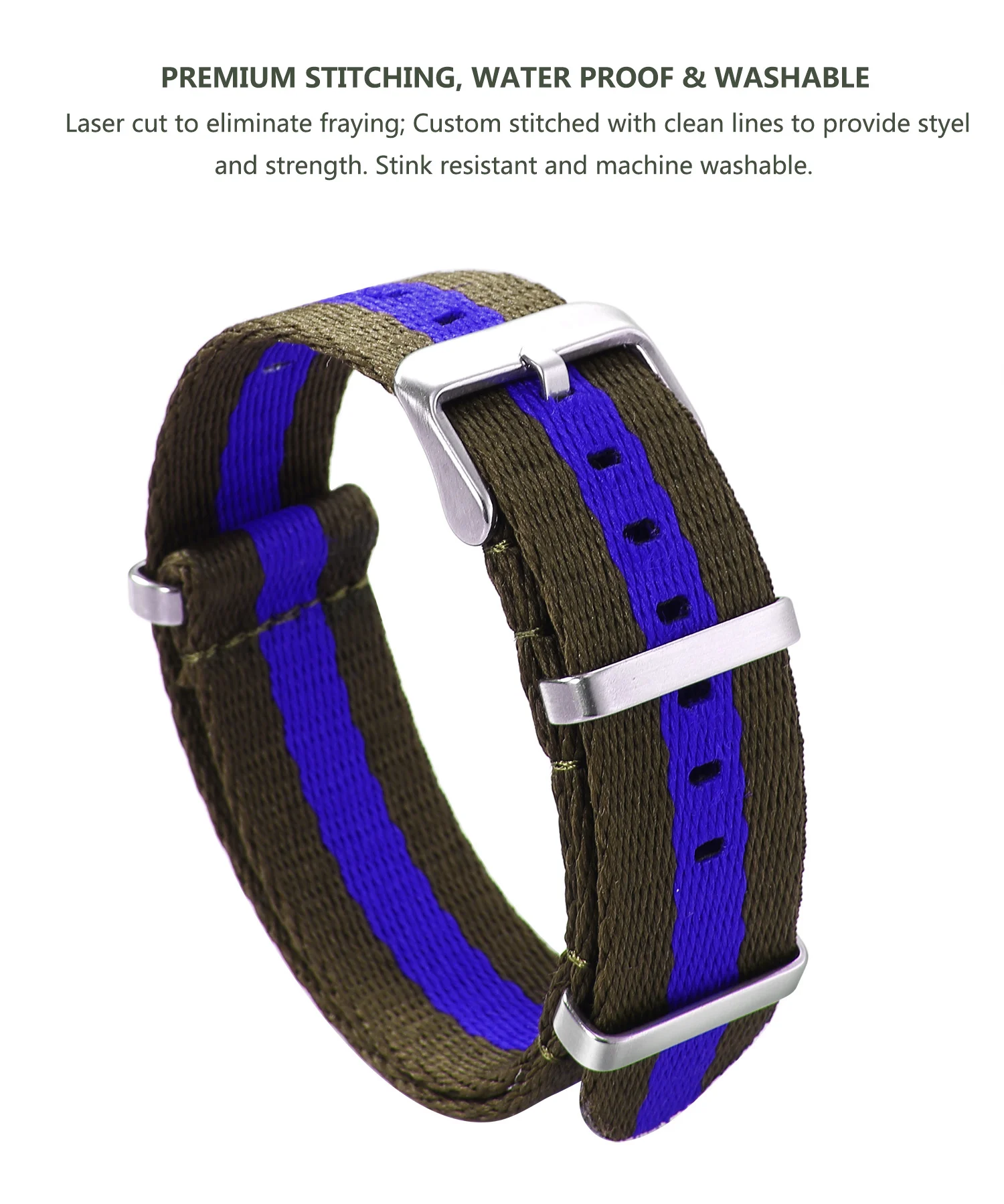 Nylon-Uhrenarmband, 20 mm, 22 mm, bequeme Uhrenarmbänder, Schlaufe, militärisch, waschbar, für Herren-Uhrenarmbänder – Detail 32