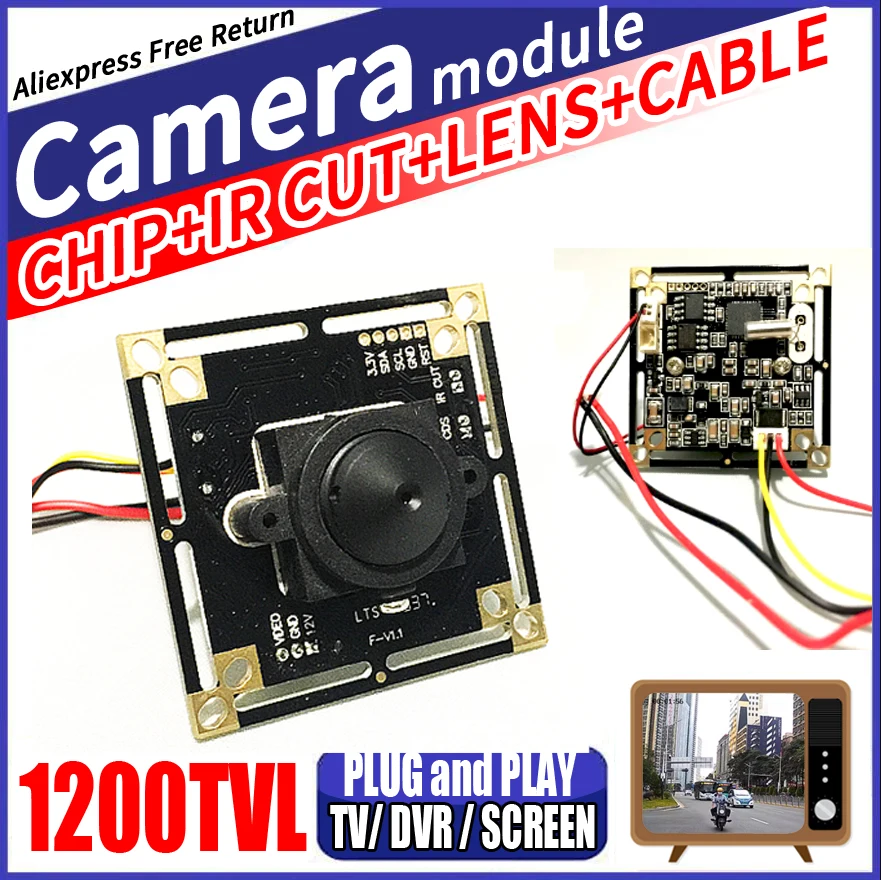 Скрытый конус HD цветной CMOS 1200TVL готовый монитор CCTV MINI HD чип модуль DIY 960P AHDL полный комплект заостренный объектив ircut кабель