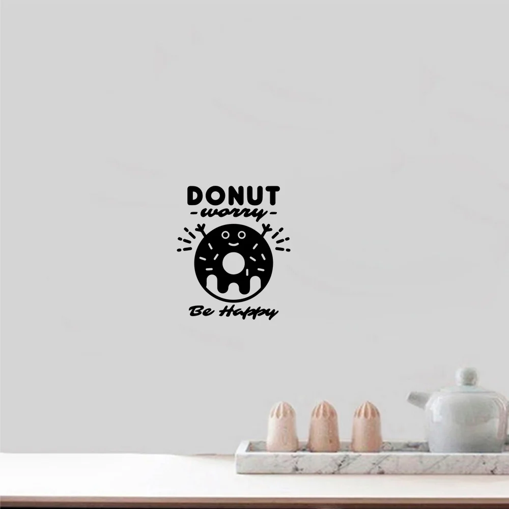 1 pc cool donut happy kitchen display wallpaper Wall Sticker Self Adhesive Vinyl Waterproof Wall Art Decal MURAL Drop Shipping