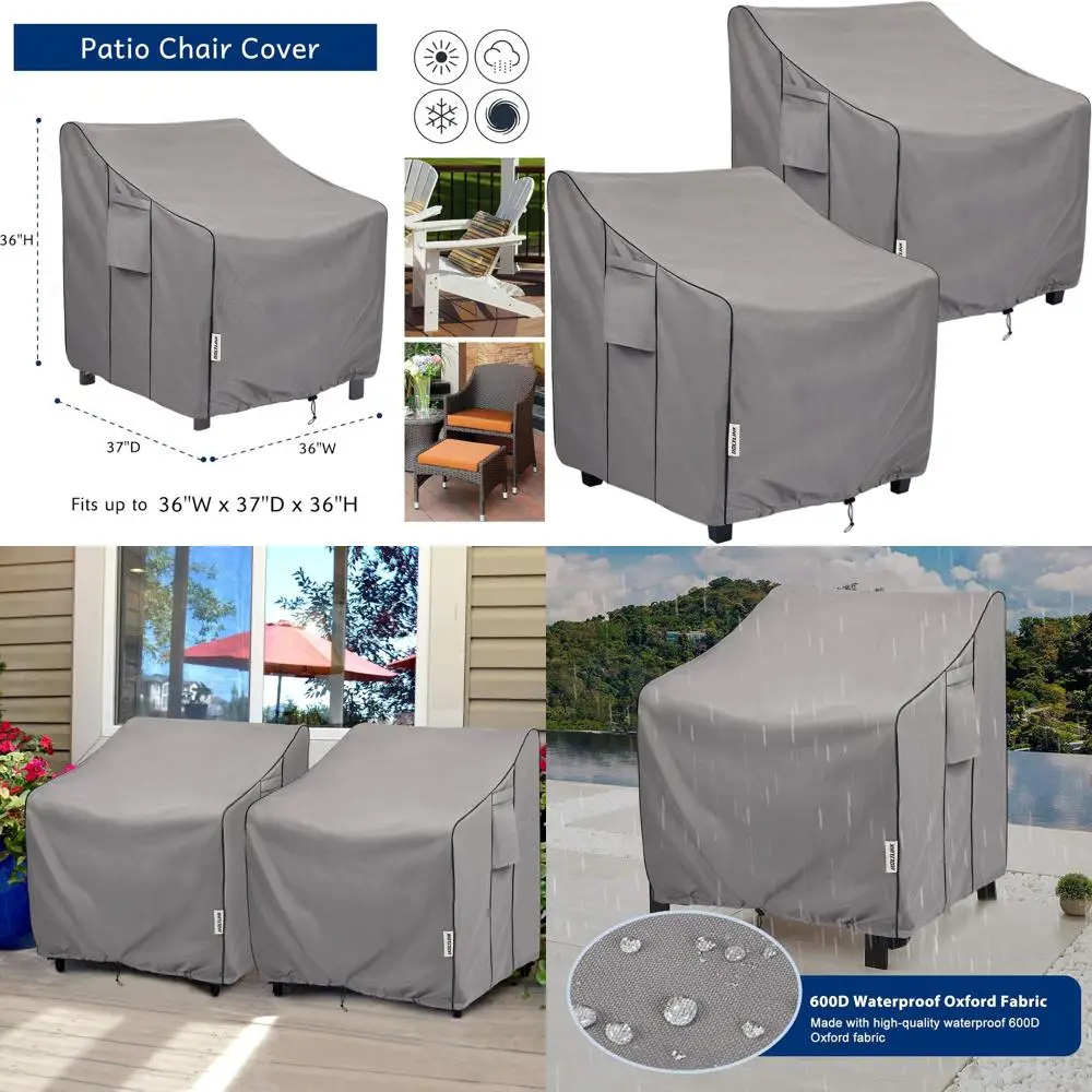 

Водонепроницаемые сверхмощные чехлы для уличных стульев для патио, 2 шт., подходят для 36 Вт x 37 D x 36 часов