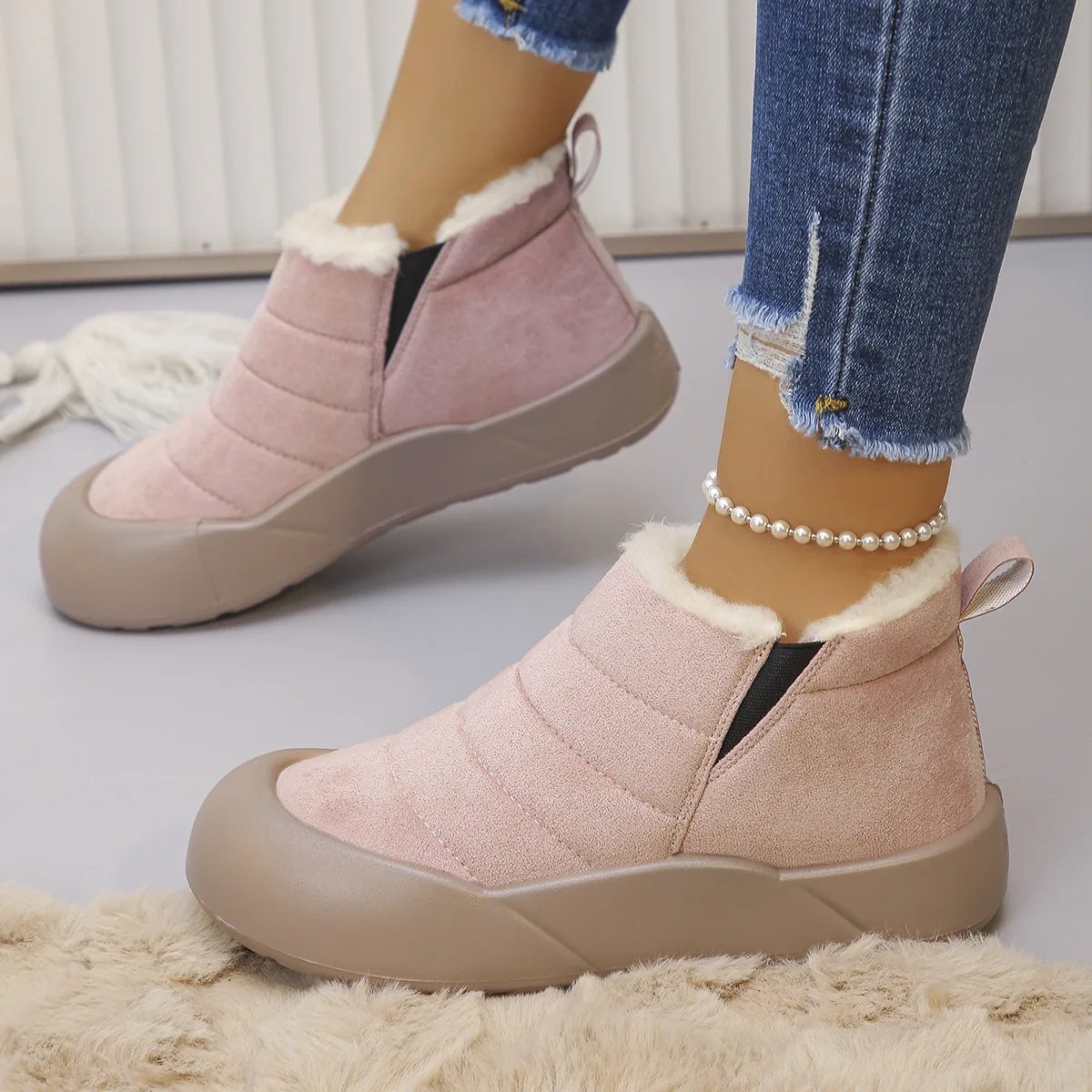 

Женские зимние ботинки большого размера до середины икры, водонепроницаемая флисовая теплая хлопковая обувь, универсальные зимние ботинки для холодной погоды