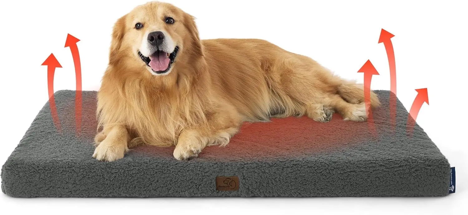 

Self-Warming Dog Bed Large Size with Removable Cover, Orthopedic Foam Mat for Pets Up to 100 lbs