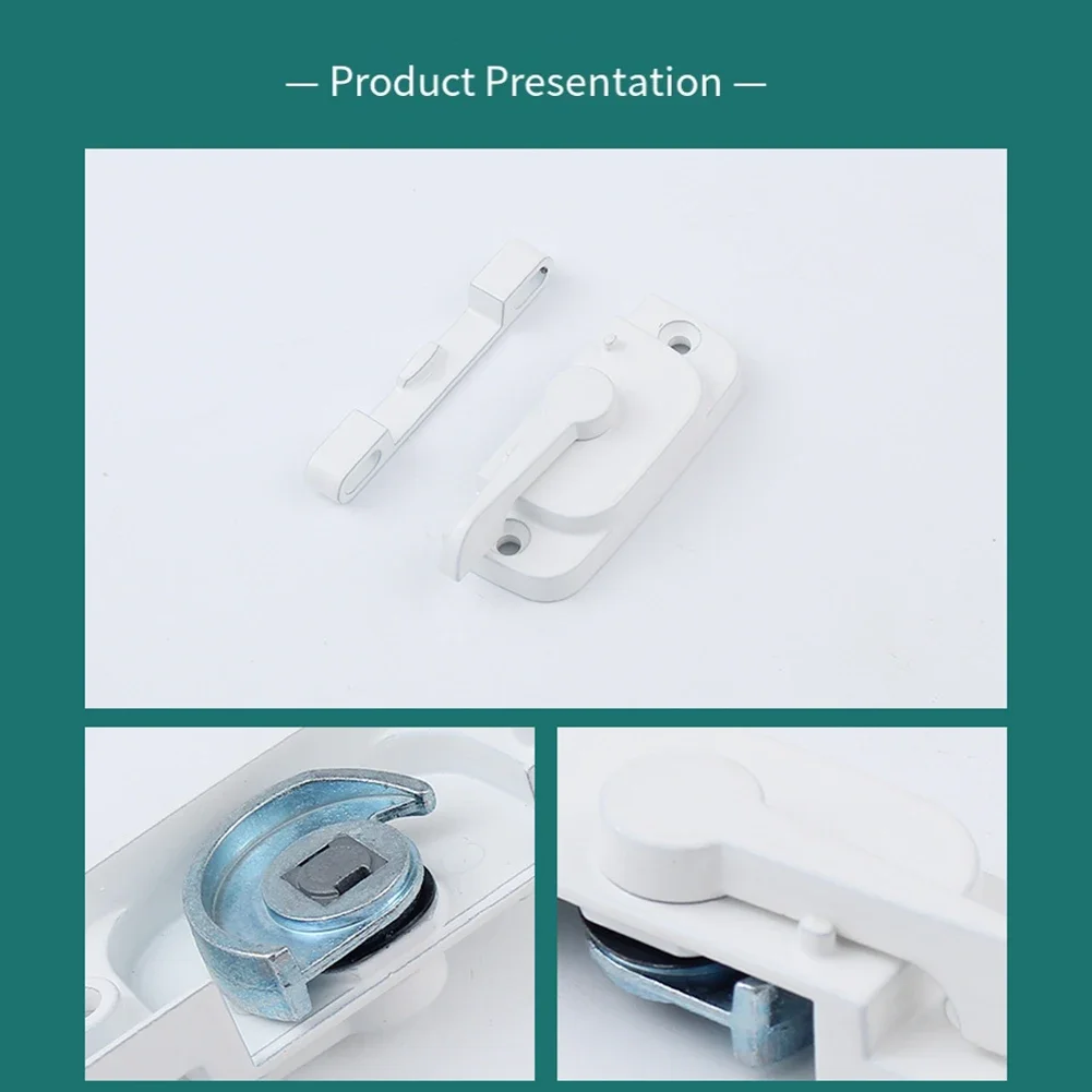White Sliding Window Door Lock Zinc Alloy Door Security Latch Window Door Handle Lock Anti-Pry Design Hardware Accessories