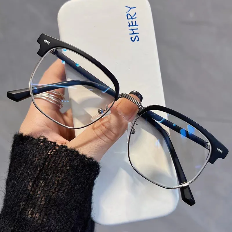 2023 New unisex square polygon glasses for men women metal frame glasses plain glasses Nearsighted Eyewear Glasses -1.0 -2.5 -2