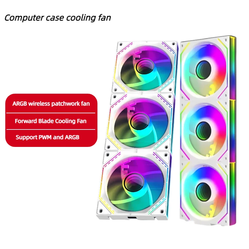 

120mm ARGB PC Case Fan with Infinity Mirror - 5V 3-Pin Daisy Chain PWM Sync, Cooling Gaming Fan(Forward)