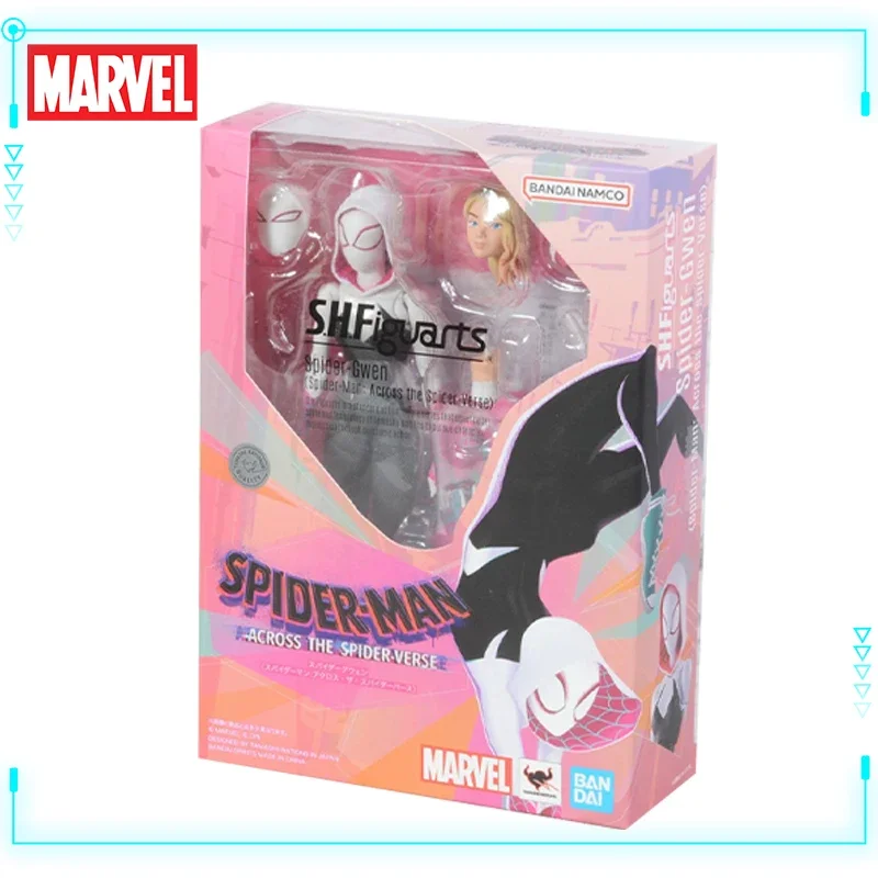 Bandai Original véritable S.H.Figuarts Marvel Spider Man à travers le vers d'araignée fantôme Spider Gwen Stacy 15 cm modèle figurines d'action