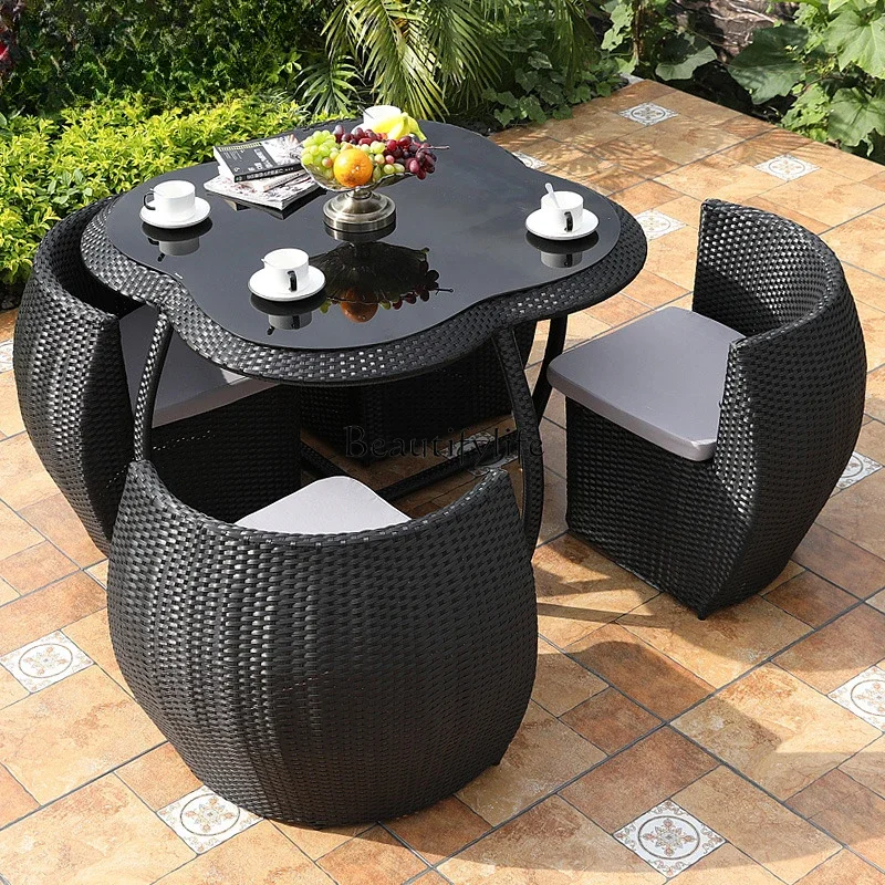 

-*Outdoor table and chair combination Modern simple swing yard rattan chair Backrest chair