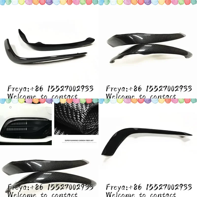For W205 S205 C63 C63S Coupe 2/4 Door Carbon Fiber Fog Light Intake Frame Spoiler Front Bumper Air Vent