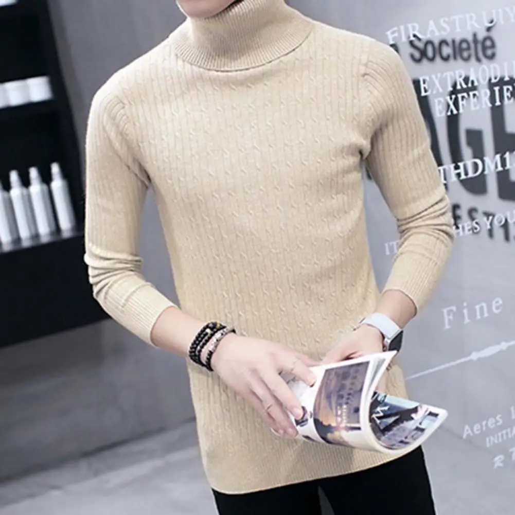 Men Sweater Slim Fit Long Sleeve Cotton Pullover Winter Turtleneck Men Pullover Thick And Warm Sweater Pullover Base Sweater