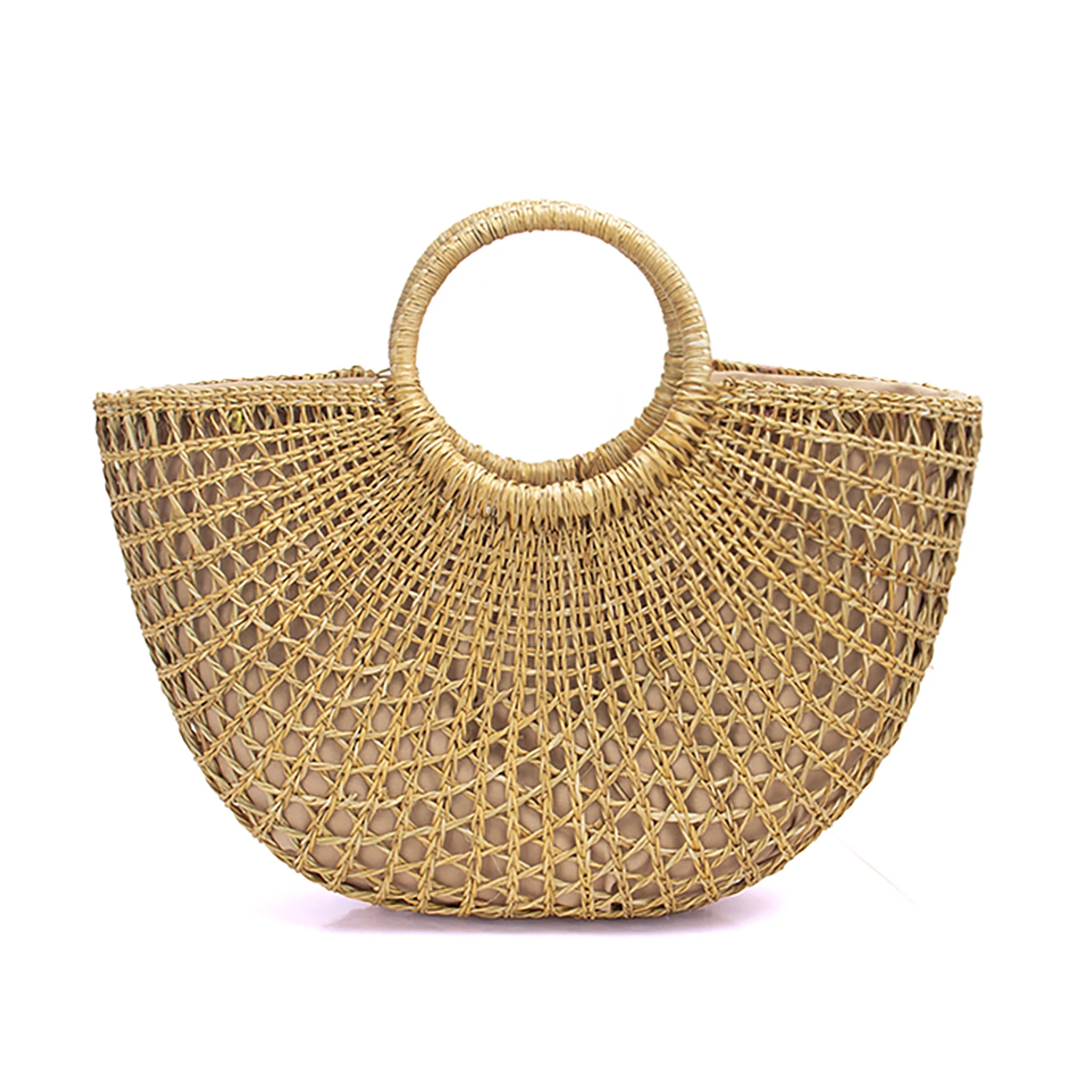 

Woven Hollow Straw Tote Bag for Women Large Capacity Drawstring Hangbag Fashion Casual Beach Bag for Summer Vocation