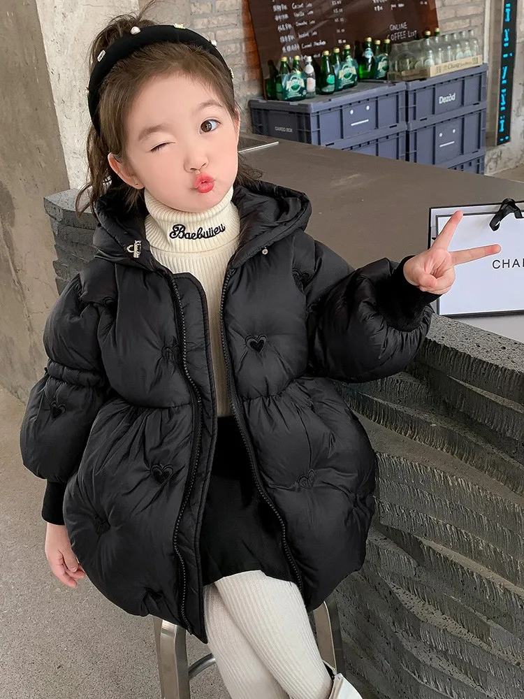 

Girls' Lightweight down Jaet 2025 New Winter Faion Baby Du Feather Coat Korean Sle Zipper Closure Hooded Regular Fit