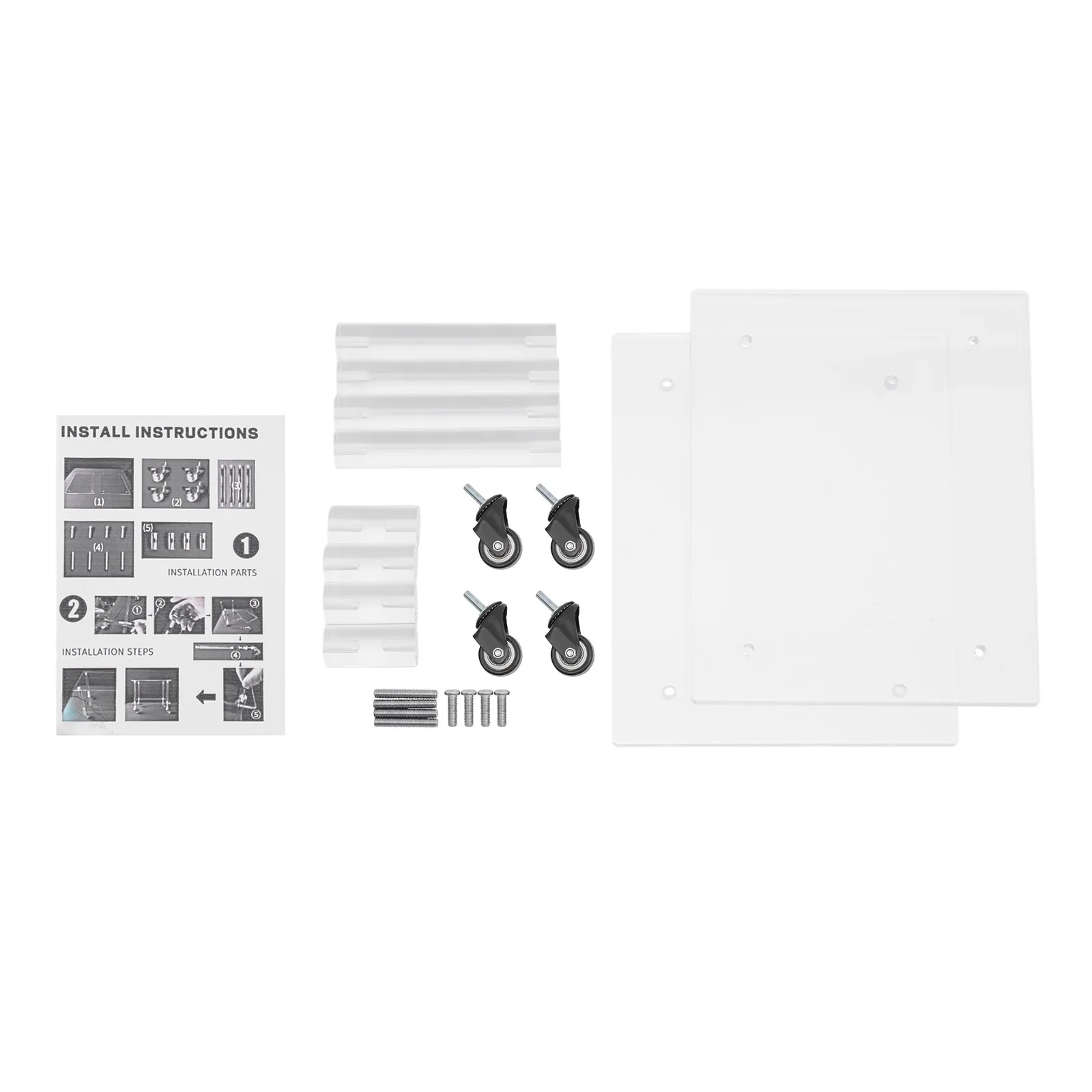 ขาตั้งเครื่องพิมพ์อะคริลิกมีล้อ ใช้เป็นรถเข็นและโต๊ะกาแฟ สำหรับเก็บเครื่องพิมพ์ขนาดเล็ก กระดาษถ่ายเอกสาร เครื่องแฟกซ์ และหนังสือ