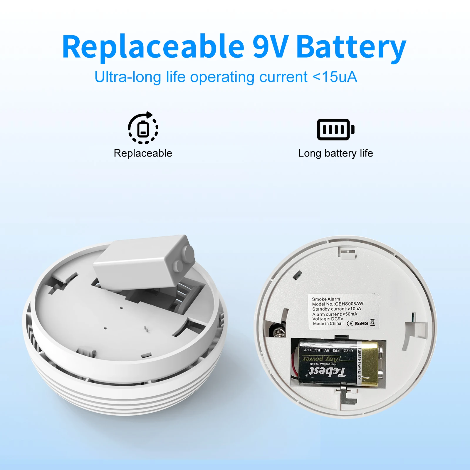 كاشف حريق إنذار الدخان XUK، حساسية عالية، سهل التركيب، استهلاك منخفض للطاقة، تنبيه عالٍ لغرفة النوم والمكتب المنزلي