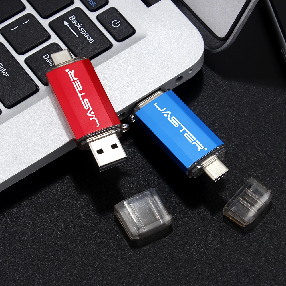 OTG USB Flash Drive 8GB 16GB untuk Ponsel Android 64GB flashdisk 128GB 32GB tipe c pen drive Stik memori logam cle usb